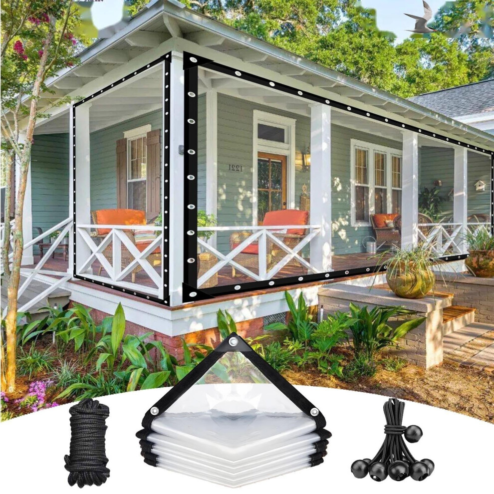 9X9ft Clear Waterproof Tarp Heavy Duty Pvc Tarpaulin With Rustproof Grommets For Patio Garden 9045646509679