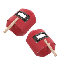 Welding Face Shield Full Face Coverage Heat Resistant Red Handheld Mask with Wooden Frame for Welders