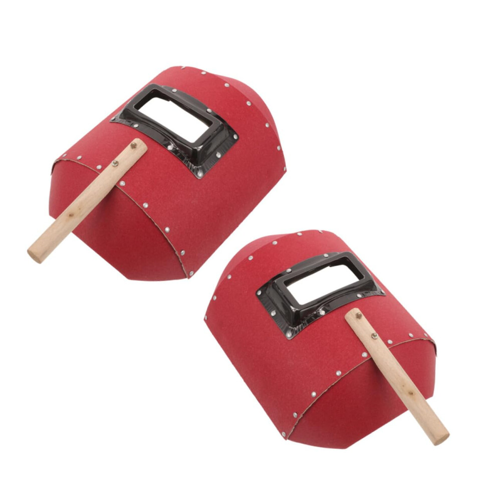 Welding Face Shield Full Face Coverage Heat Resistant Red Handheld Mask With Wooden Frame For Welders 9771547394372