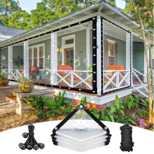 9x9FT Clear PVC Tarp Waterproof Heavy Duty Tarpaulin with RustProof Grommets for Outdoor Patio Garden Furniture
