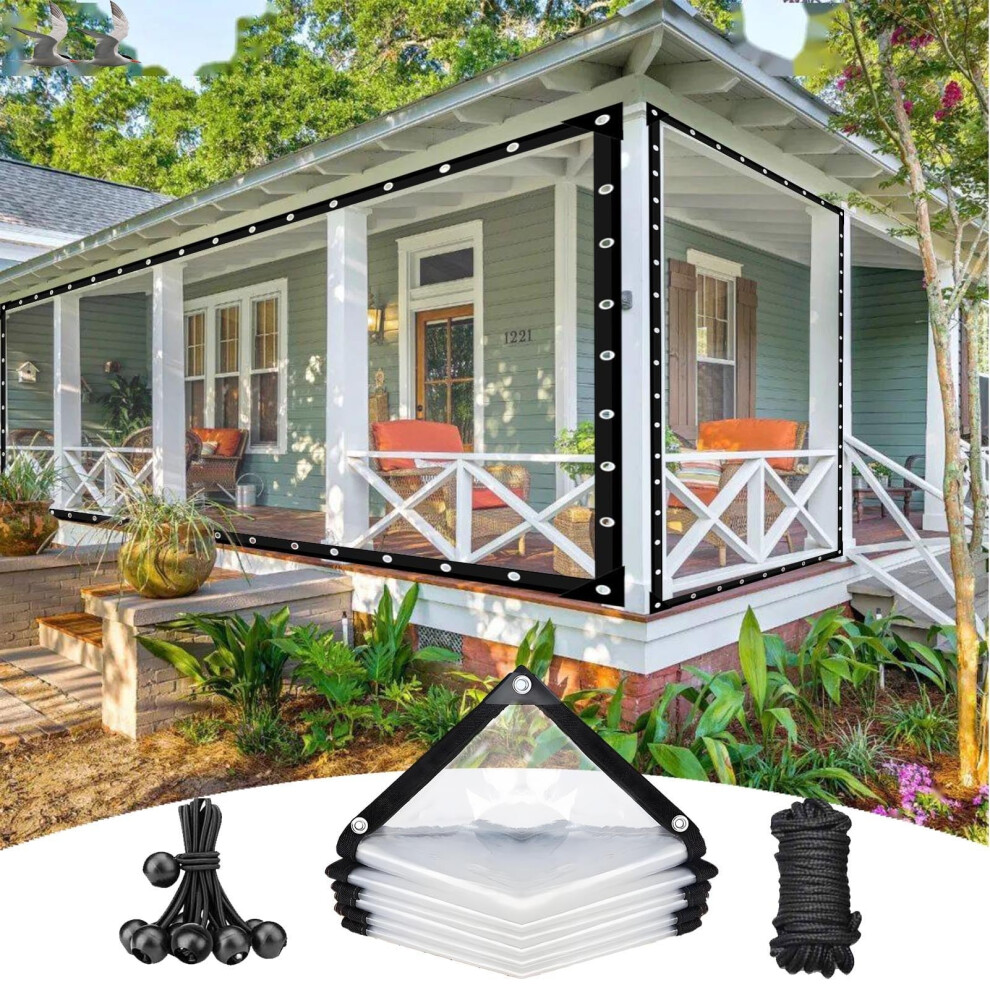 9X9ft Clear Pvc Tarp Waterproof Heavy Duty Tarpaulin With Rustproof Grommets For Outdoor Patio Garden Furniture 9330225439295