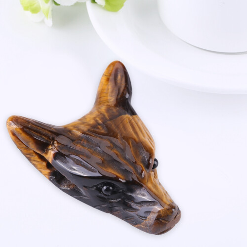 Wolf Head Pendant Natural Tiger Eye