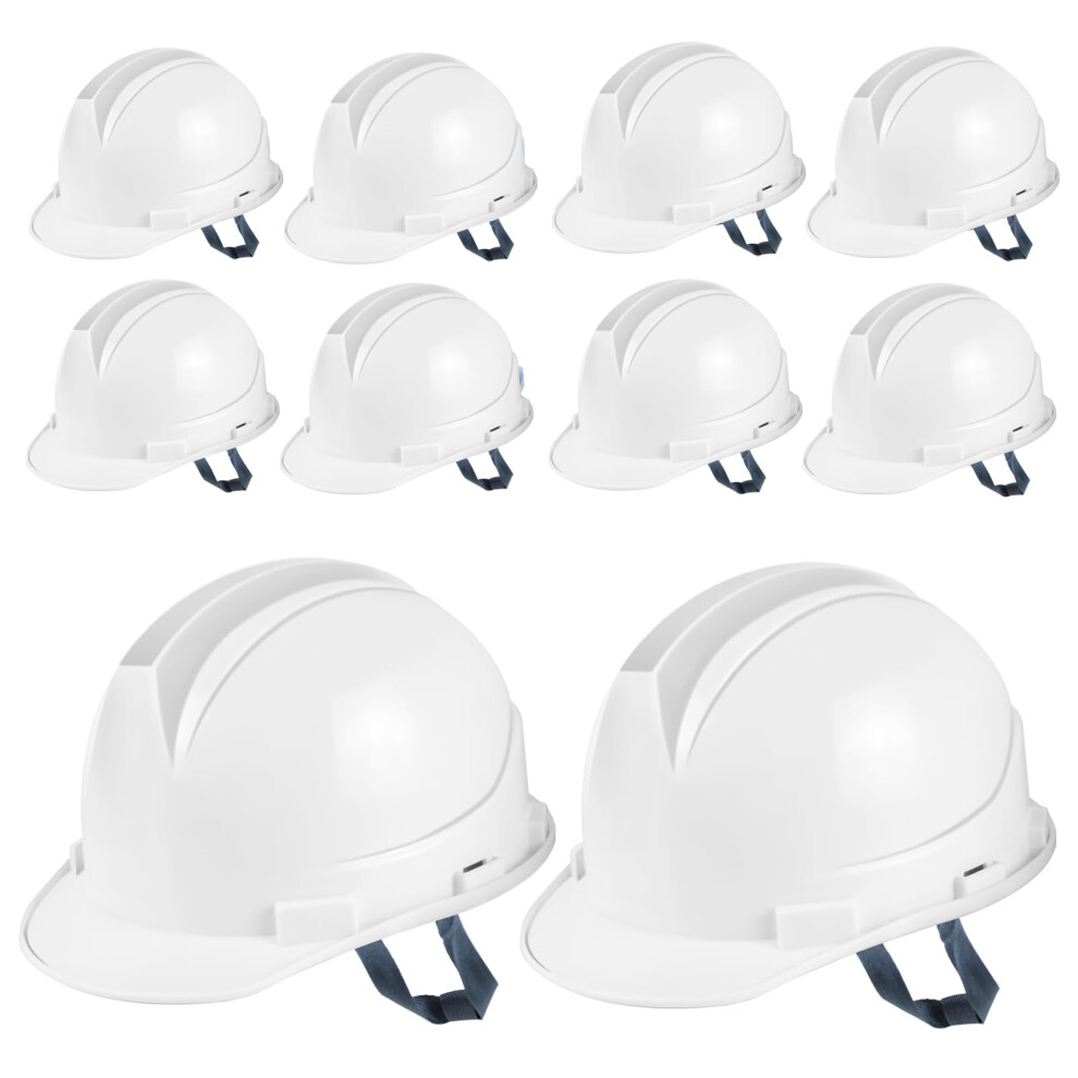White Hard Hat Bulk Pack 10Pcs, Abs Construction Safety Helmet With Adjustable Fit And Impact Protection 9169991493442