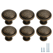Cabinet Knobs Set of 6 Retro Bronze Finish Durable Zinc Alloy Drawer and Wardrobe Pulls