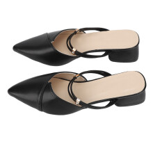 Women Pointed Closed Toe Heeled Sandals Black 38/40 Stylish Elegant Slippers