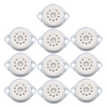10PCS Chassis Mount 9pin Ceramic Vacuum Tube Socket Base for 12AX7 ECC82 6922 EL84 6DJ8 12AU7 12AT7 Audio Guitar Tube