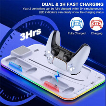 For PS5 Slim PRO Game Console Optical Drive Version and Digital Version Multi-Function Cooling Base Controller Black