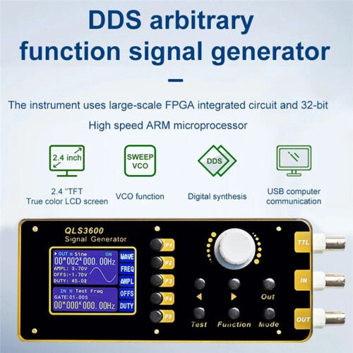 QLS325S 2.4 Inch DDS Function/Arbitrary Waveform Signal Generator/Frequency Meter 30MHz 0-10V High-Precision Generator 2