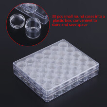 30pcs Clear Plastic Bead Storage Jars with Rectangle Box, Compact and Portable