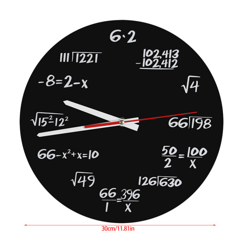 Acrylic Math Wall Clock 30cm Modern Office & Home Decor 2