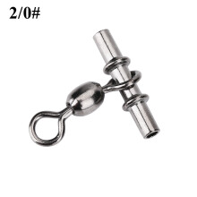 20pcs Durable T-Shape Cross Line Fishing Swivels 2/0# Copper