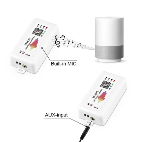 LED Strip Light Controller SP107E Music Controller for WS2812B WS2811 LED Strip Lights DC5-24V RGBIC Pixel Control