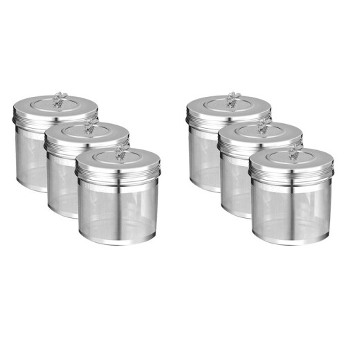 6 Pcs Large Tea  Infuser for Loose Leaf Tea & Spice Infuser for Cooking, Threaded Lid, Extra Fine Mesh Tea Strainer