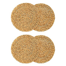 4 Pack Round Water Hyacinth Placemat,Quality Woven Wicker Table Place Mats,38cm