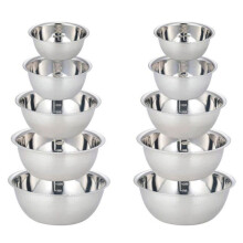 Bols à Mélanger en Acier Inoxydable (Lot de 10) Ensemble de Bols à Fouetter Antidérapants pour la Cuisson des Salades