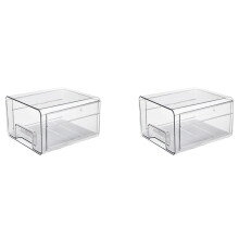 2X Plastic Fruit Vegetable Storage with Drainer Fridge Organizer Keep Fresh Food Container ,Single Layer
