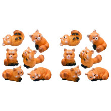 12x Miniature Small Raccoon Figurines 1 Inch Cartoon  Red Panda Figures Set Cute Resin Animal Cake Toppers