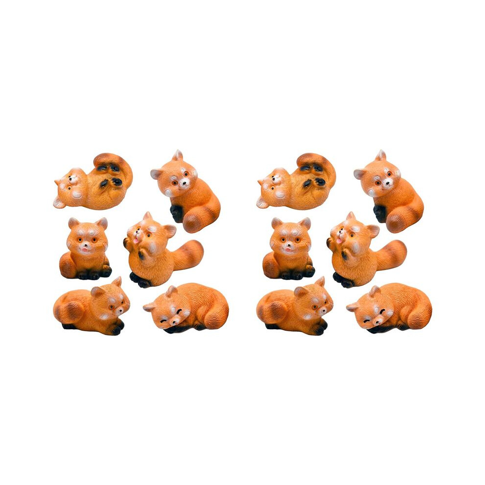 12X Miniature Small Raccoon Figurines 1 Inch Cartoon Panda Figures Set Cute Resin Animal Cake Toppers Red Torribaly
