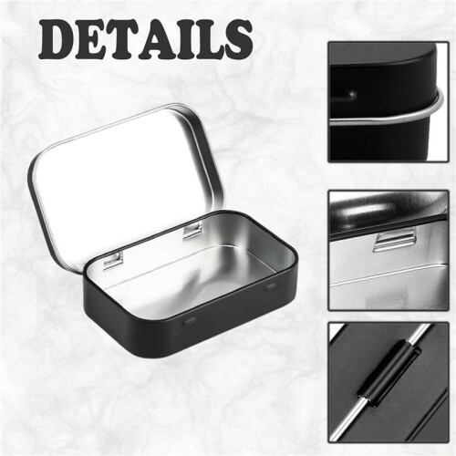 4 PCS Small Storage Box with Lid Rectangular Small Tin Boxes Metal Box with Lid Small Tin Box for Home Storage Black 1