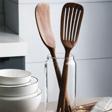 Wooden Kitchen Cooking Utensils,4 PCS Wooden Spoons and Spatula for Cooking, Sleek, Cookware for Home Use and Kitchen