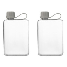 2X Vierkante Waterfles 500ml Draagbare Platte Drinkbekers Slanke Koude Fles Sportwaterfles Zomerwaterfles voor Wandelen B