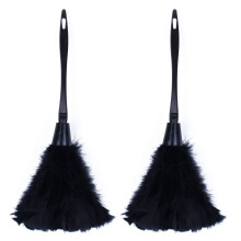 2Pc Fashion Turkey Feather Duster with Black Plastic Handle Cleaning Tool(Black)35cm