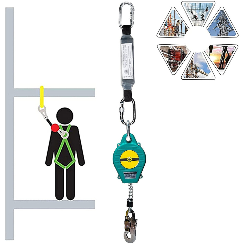 Self Retracting Lifeline Fall Arrest Device With Shock Absorbing Lanyard For Roofing Construction 10M 9073542534297