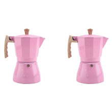 2X Latte Mokka Koffiezetapparaat Italiaanse Moka Espresso Cafeteira Percolator Pot Kookplaat Koffiezetapparaat 300Ml Roze