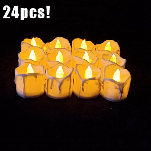 24PCS Tea Light with Timer LED Tea Light Candle Battery Powered Flameless Candle Warm White 1