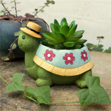 2X Cute Turtle Flower Pot Planter Pot for Indoor and Outdoor Succulent Plant Pots, Plants Desk Display Resin Pots Flower