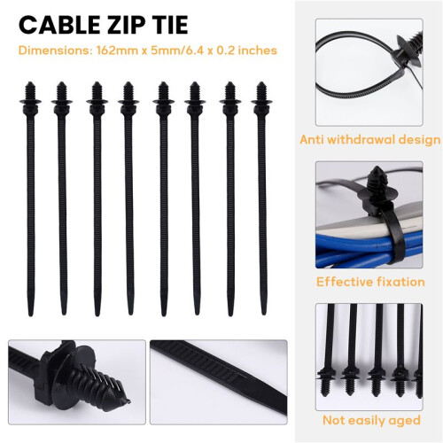 Nylon Cerniera A Scatto Con Gancio Per Auto Cupola, Lunghezza 162Mm, 20 Pezzi, Nero 1