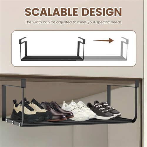 2X Expandable Hanging Shoe Rack, Retractable Shoe Shelf, Hanging Under Shelf Storage, Adjustable Holder B 1