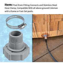 2X Swimming Pool Drain Fitting Connects Fit for Pools, ID 1.5Inch Connect to the Bottom of the Pool, OD 1Inch