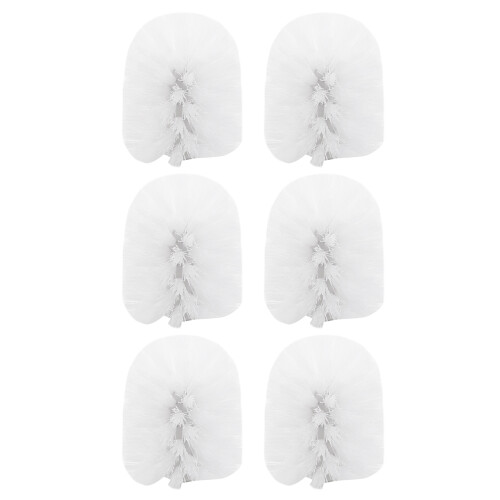 Replacement Spare Bathroom Accessory Plain Plastic Toilet Cleaning Brushes  Holders White (6X White Heads)