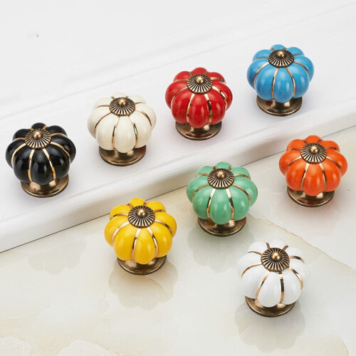 Beige Ceramic Cabinet Handles and Single Hole Drawer Knobs Pumpkin Gold for Versatile Interior Styling 1