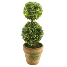 3X Arbres en Plastique Artificiel Dans Des Pots Plante en Pot Décor Jardin Cour Intérieure Motif Extérieur: Deux Billes