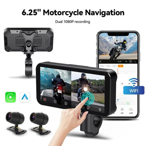Motocicleta Portátil de 6,25 Polegadas IP67 À Prova D'Água Sem Fio para  CarPlay Android Auto Mote  Display 2