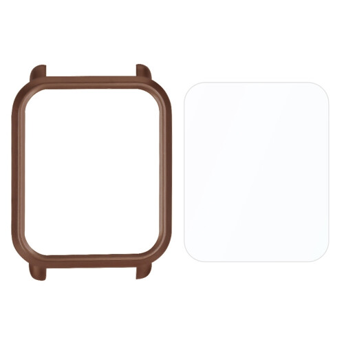 Watch Protective Case Compatible Compatible with  Huami  Bip Youth, PC Material Case+Screen Protector Brown