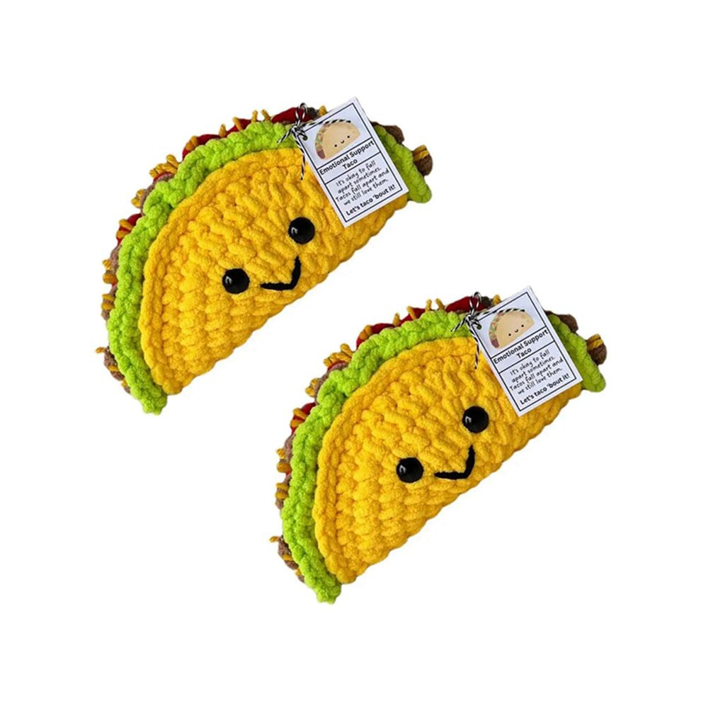 2X Crochet Doll Small Emotional Support Crochet Taco Cartoon Cute Crochet Doll Taco Plush Cheer Toy Knitted Doll 6033677601427