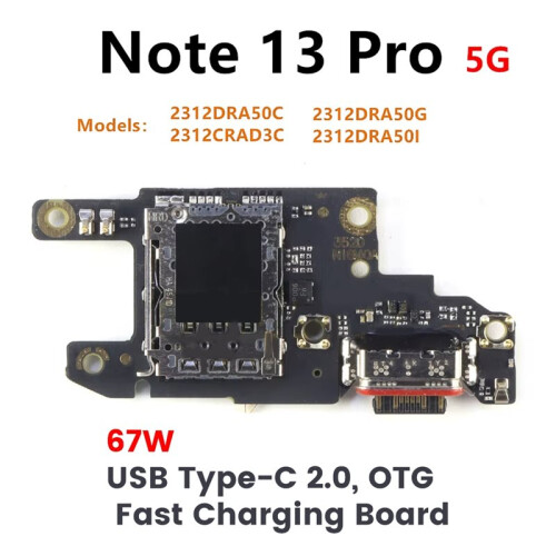For   Note 13 Pro 5G USB Charging Dock Charger Board Connector Port Flex Cable Microphone Type C Tail Plug 2
