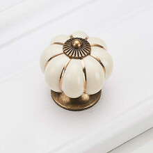 Beige Ceramic Cabinet Handles and Single Hole Drawer Knobs Pumpkin Gold for Versatile Interior Styling