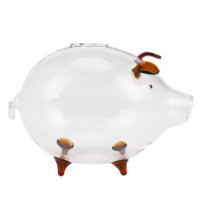 2X Pig Piggy Bank Money Boxes Coin Saving Box Cute Transparent Glass Souvenir Birthday Gift for Children Kids-Brown