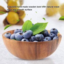 2X Bol Une Salade en Bois Fait Une la Main Naturel Classique Soupe Une Salade Ronde Bol Une Manger Assiettes Ustensiles de Cuisine en Bois