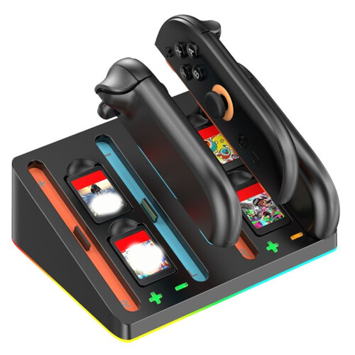 Charging Dock for  2 with 9 Light Modes Charger Station with 4 Game Slots Without Four Handles 1