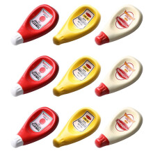 9 Pcs Ceramic Extruded Tomato Sauce Bottle Shape Dish Soy Sauce Plate Ketchup Mayonnaise Mustard Seasoning Dish - S