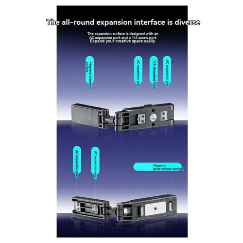 Universal Magnetic Expansion Bracket for  Action Cameras - 360 Adjustable with Quick Release Mount, Foldable Design