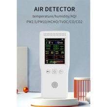 9 in 1 Air Quality Monitor LCD Display High Precision PM2.5 PM10 HCHO TVOC CO CO2 AQI Temperature Humidity Meter(White)