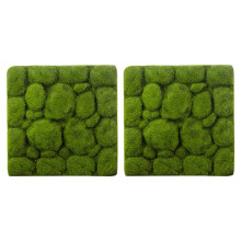 2X Grass Mat- Stone Shape Indoor Green Artificial Lawns Turf Carpets Fake Sod Moss for Home Hotel Wall Balcony Decor