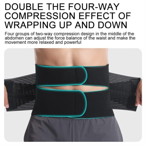 Large Back Support Belt with Double Compression and Lumbar Decompression, Breathable Waist Brace 1