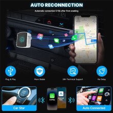 2 in 1 Wired to Wireless CarPlay Adapter Android Auto Wireless CarPlay Adapter Plug & WiFi Connect Black